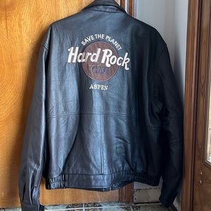 Vintage Hard Rock Cafe Aspen leather bomber jacket